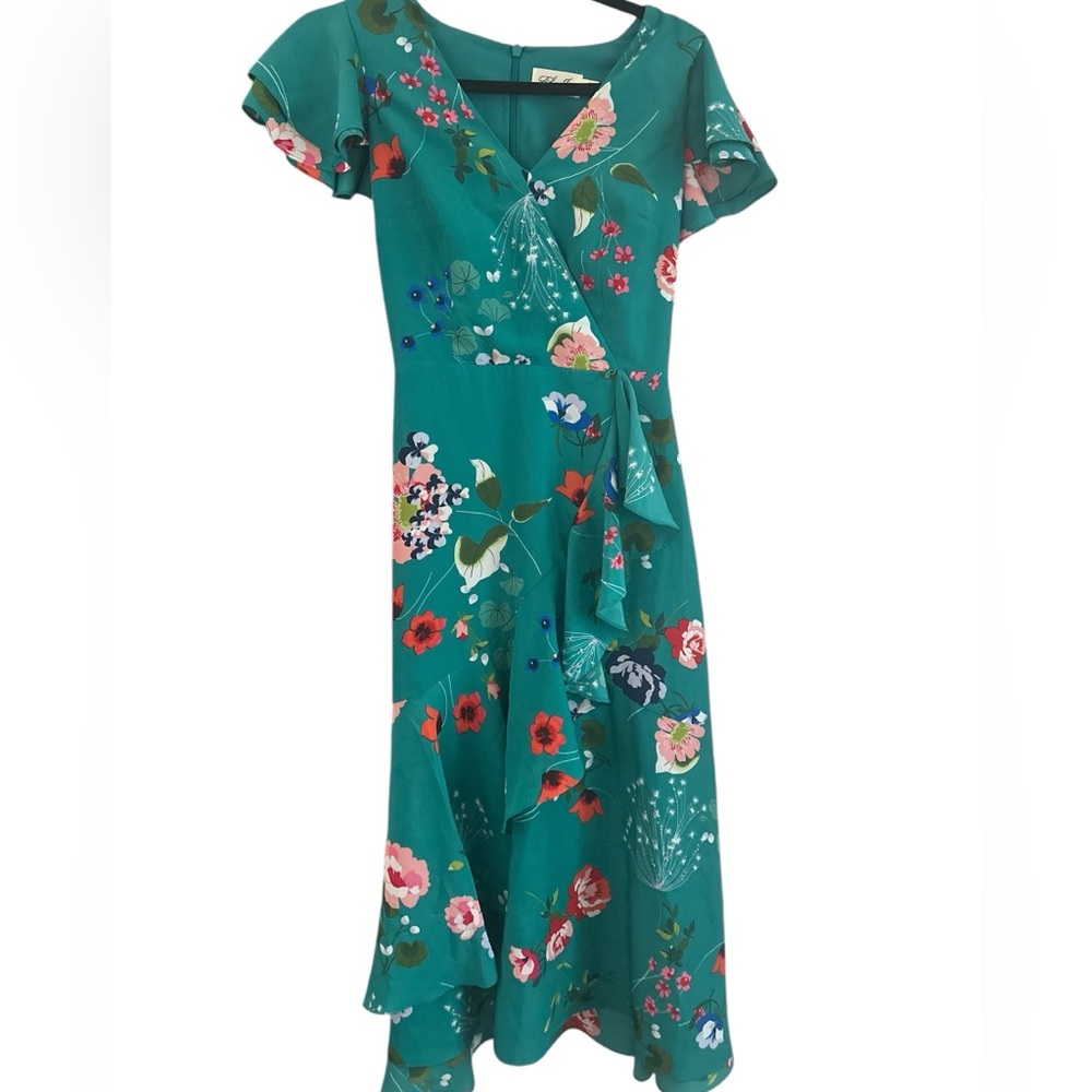 Floral Green Wrap Dress